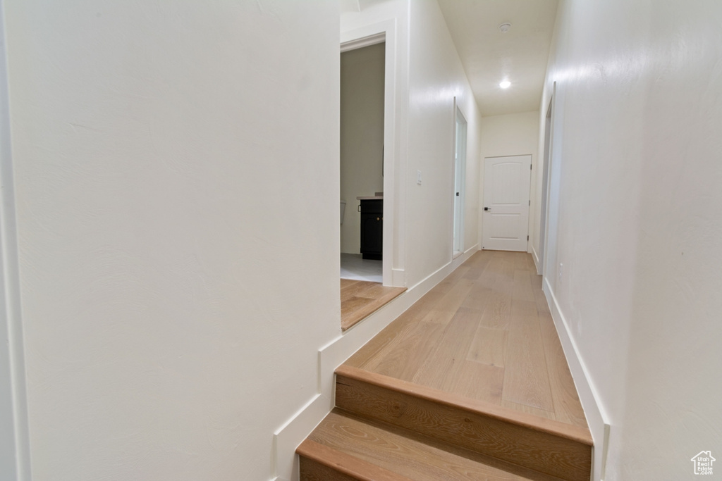 Hallway featuring wood-type flooring