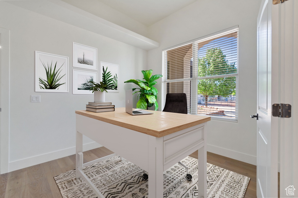 Office featuring light hardwood / wood-style flooring