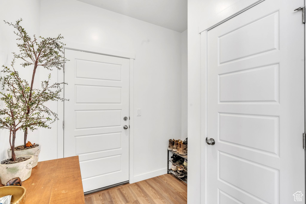 Foyer entrance featuring light wood-type flooring