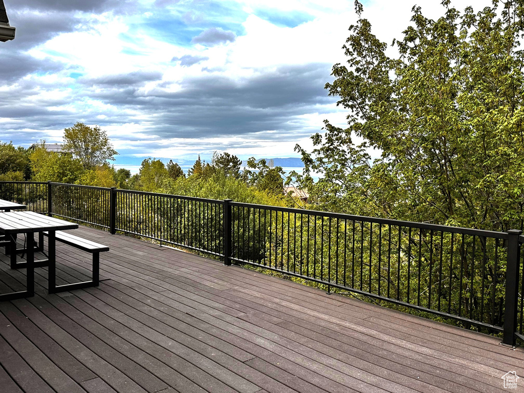 Wooden deck with outdoor dining space