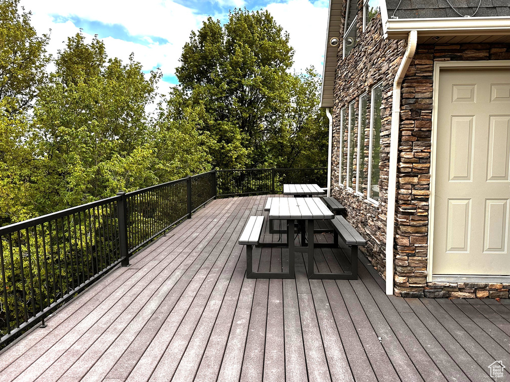 Wooden deck with outdoor dining area