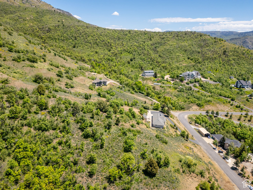 Drone / aerial view of a mountain backdrop