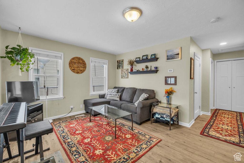 Living room featuring light hardwood / wood-style flooring