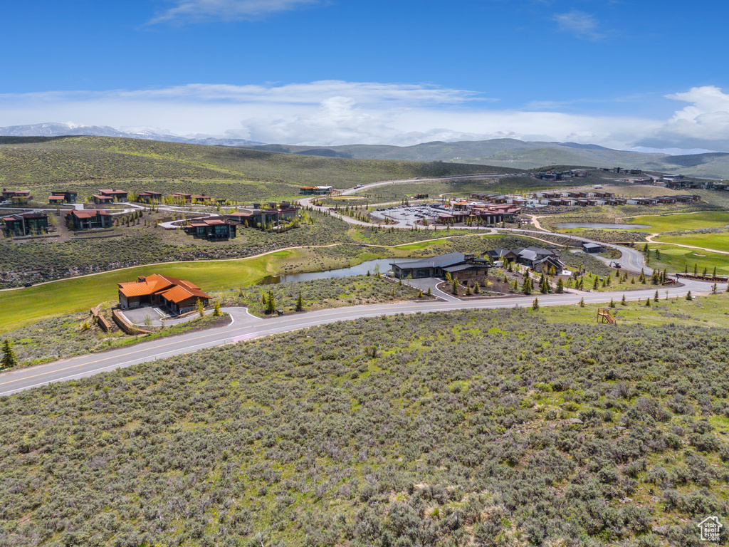 Mountain view with a large body of water and a local golf course