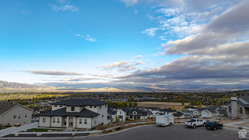 View of aerial view at dusk