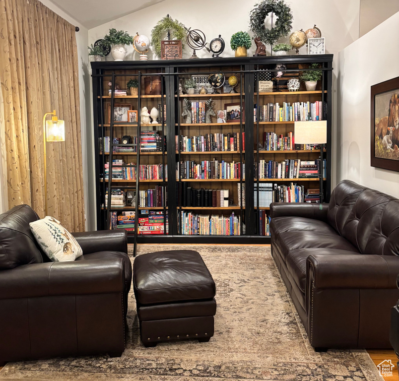 Living area with lofted ceiling