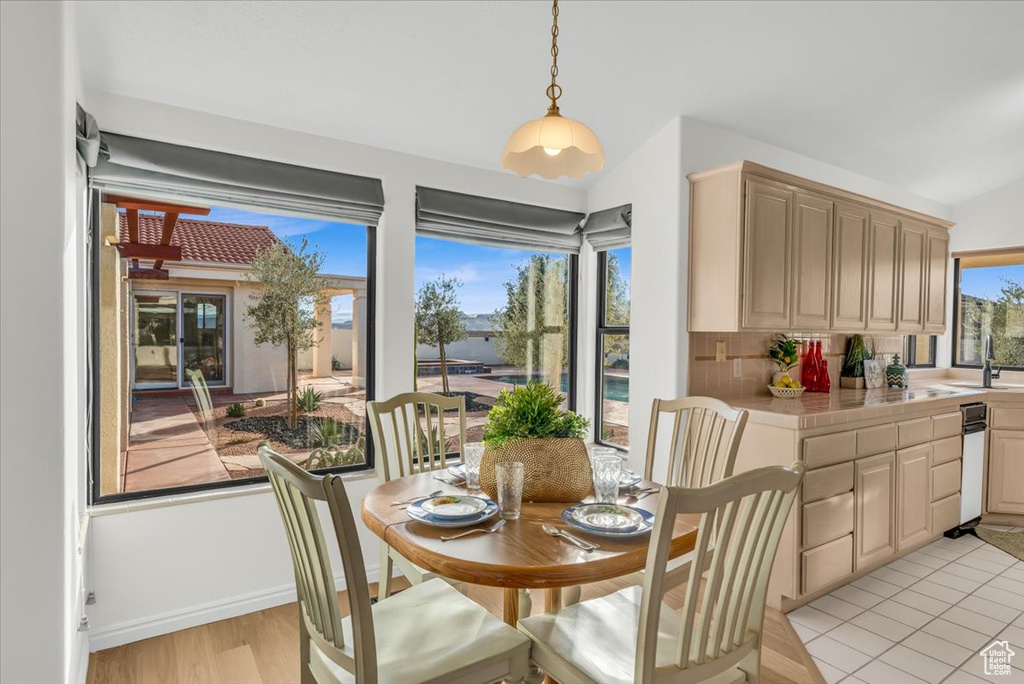 Dining space with sink