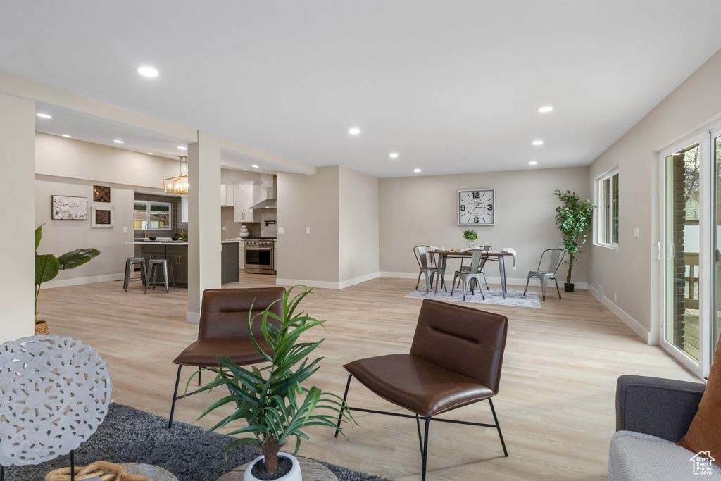 Living room featuring light hardwood / wood-style flooring