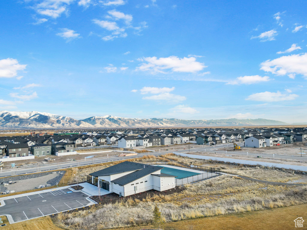 Drone / aerial view with a mountain view