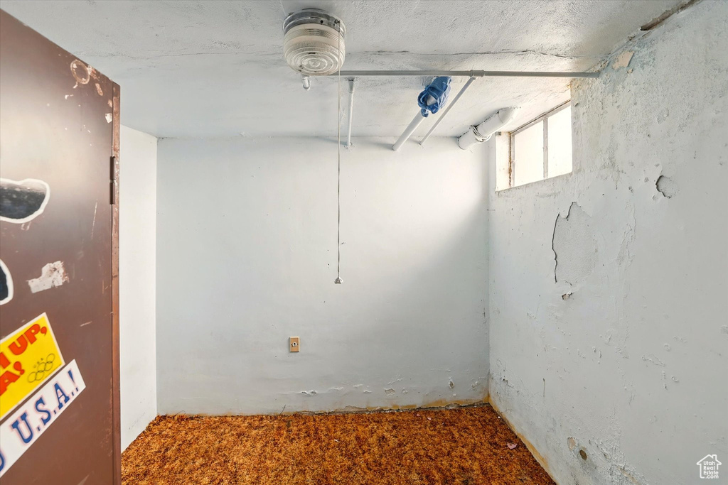 Below grade area with carpet flooring