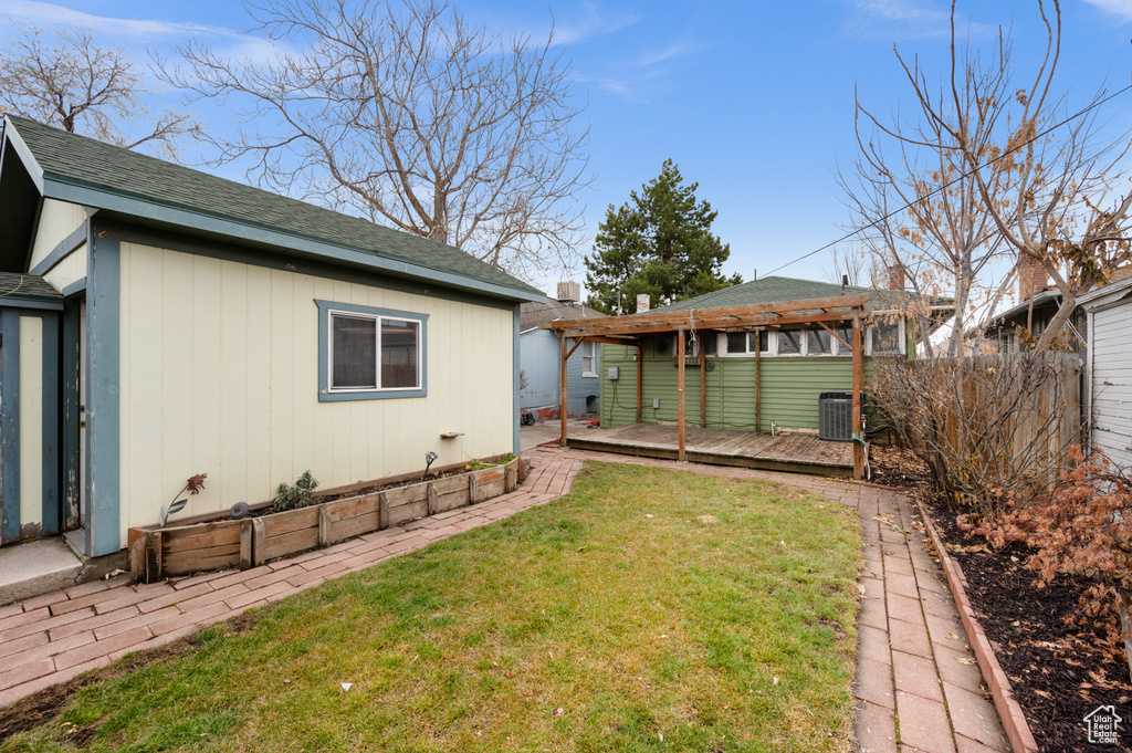 View of yard featuring a deck