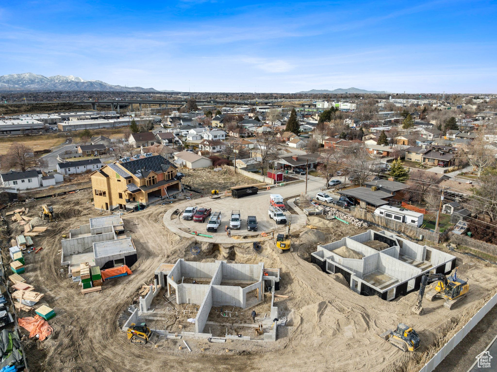 Drone / aerial view with a mountain view