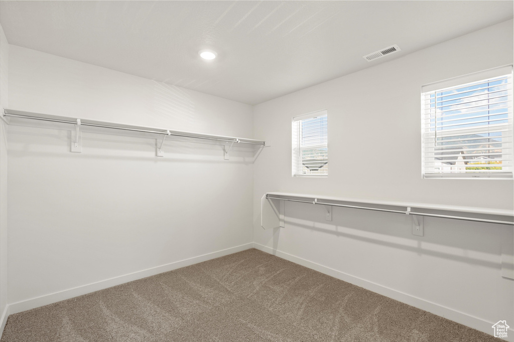 Walk in closet featuring carpet flooring