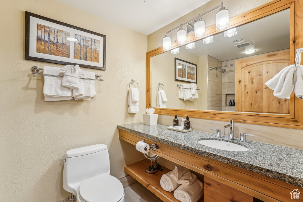 Bathroom featuring vanity and toilet