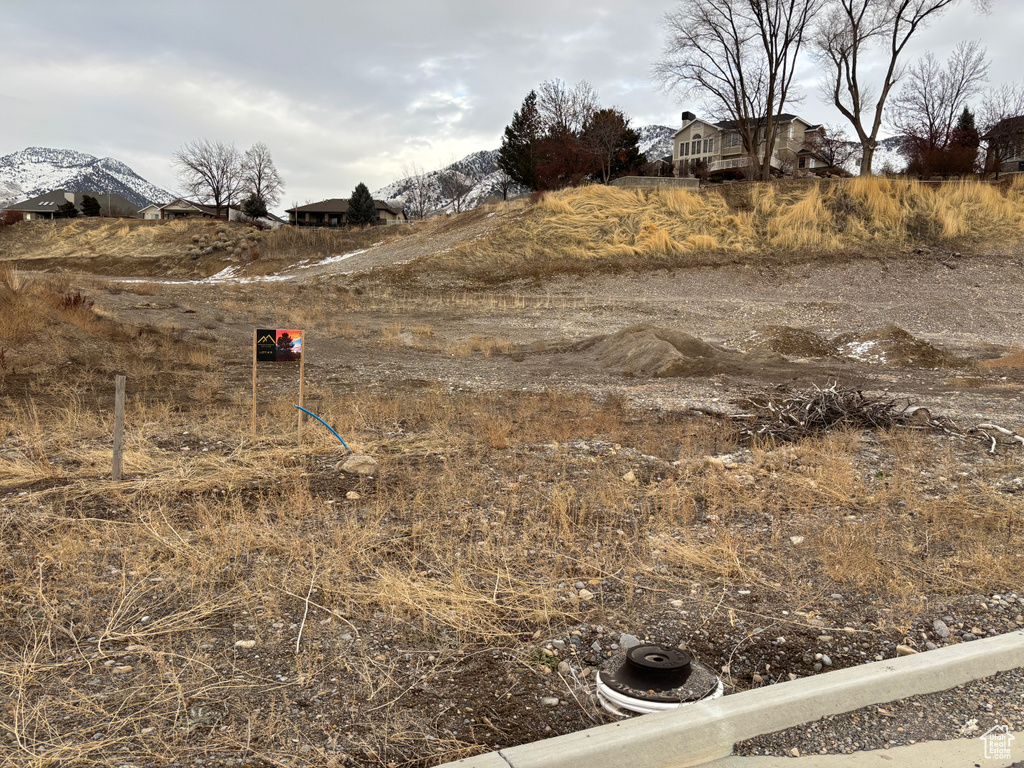 View of yard with a mountain view