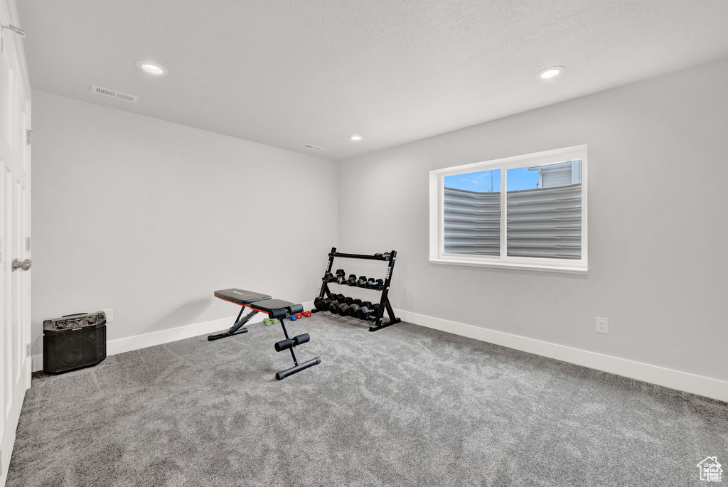 Exercise area with carpet floors