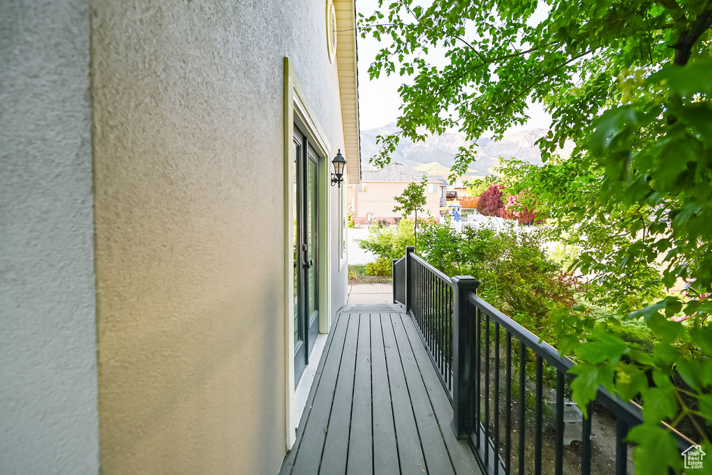 Balcony with a mountain view