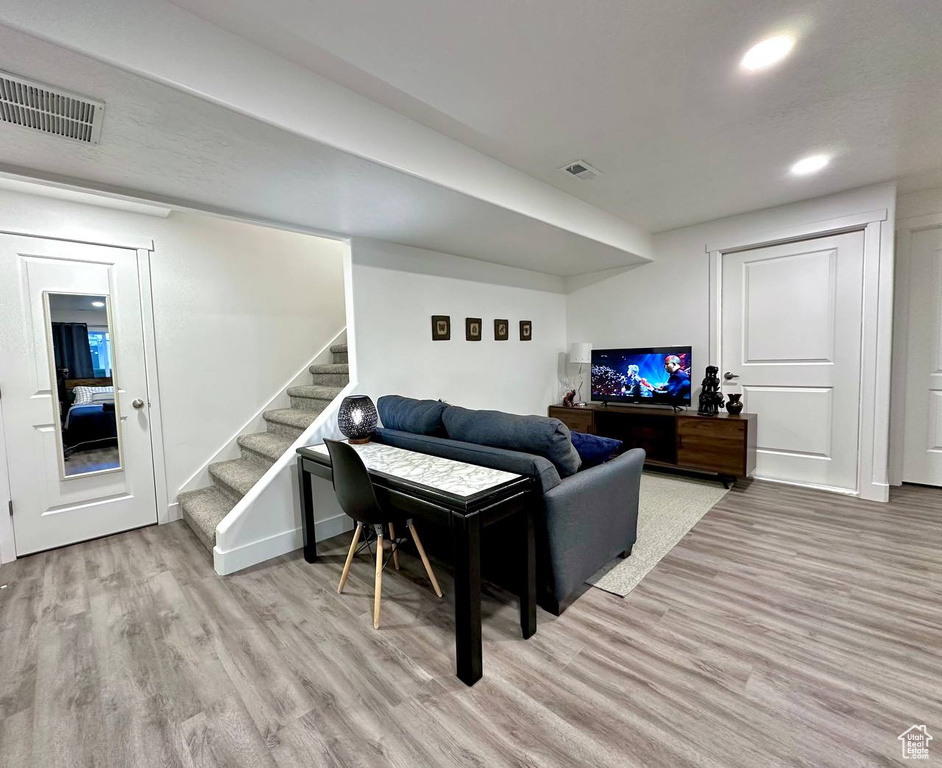 Living room featuring light hardwood / wood-style floors