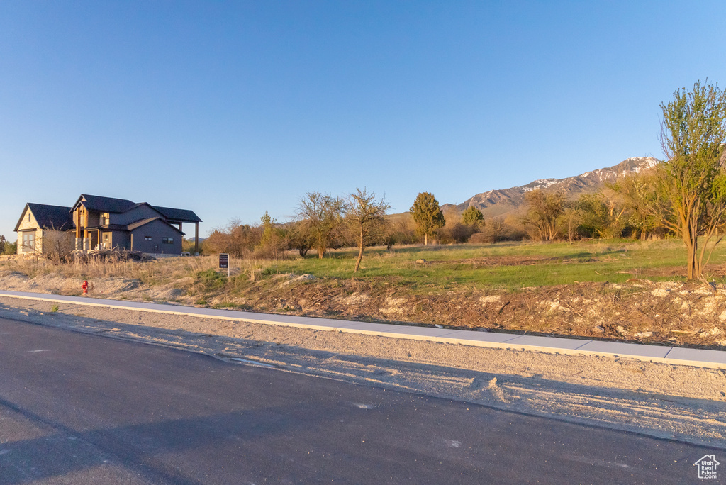 View of street with a rural view and a mountain view