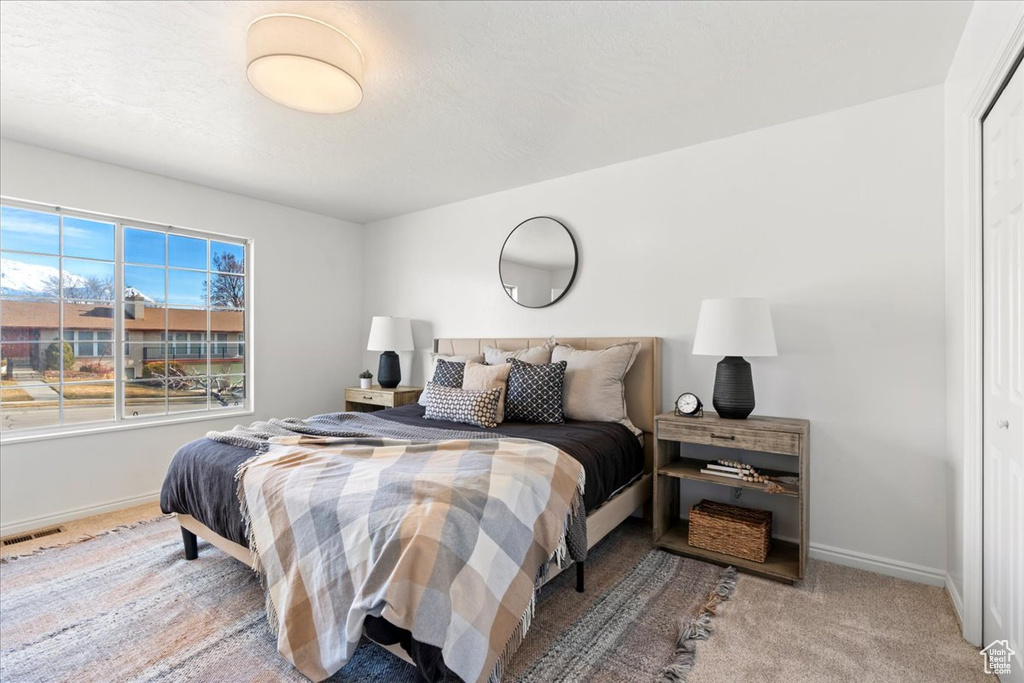 Bedroom featuring carpet floors