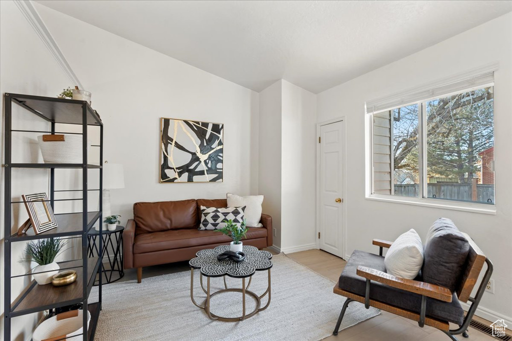 Living room featuring light hardwood / wood-style flooring