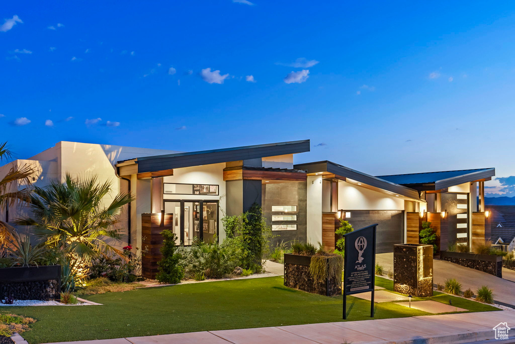 Contemporary home with a yard