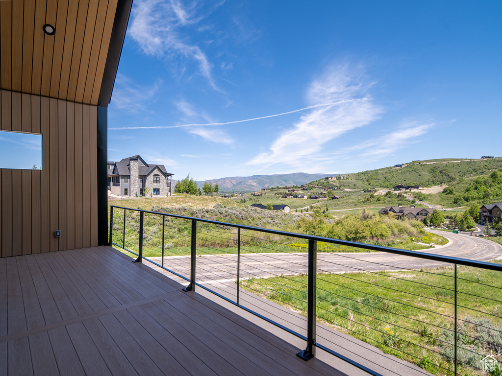Wooden terrace with a mountain view