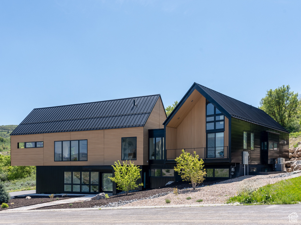 View of front of property featuring metal roof