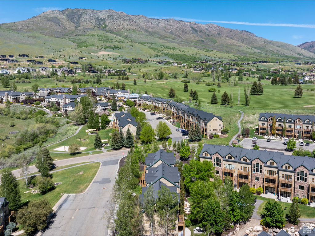 Drone / aerial view of a mountain backdrop