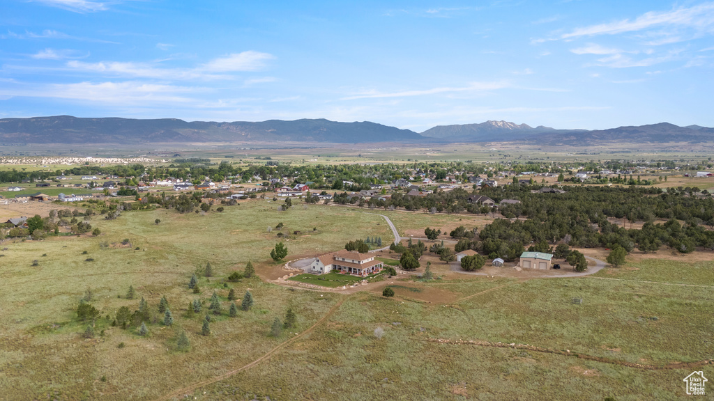 Aerial view of a mountainous background