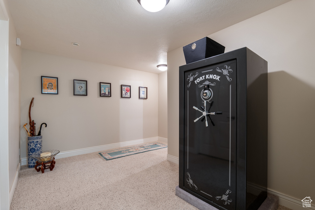 Detailed view of carpet and baseboards
