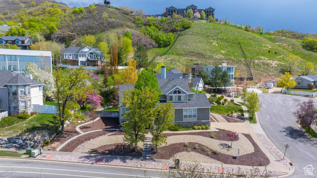 Aerial view with a residential view