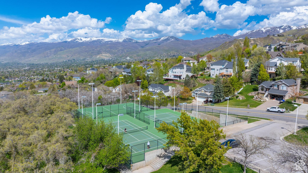 Bird\'s eye view with a mountain view and a residential view