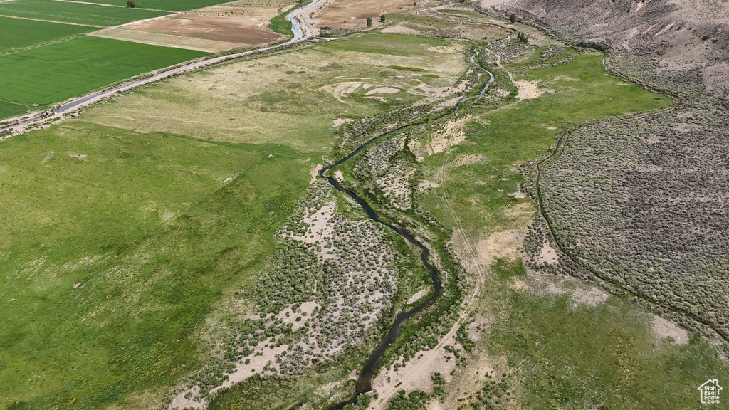 Aerial overview of property's location with rural landscape