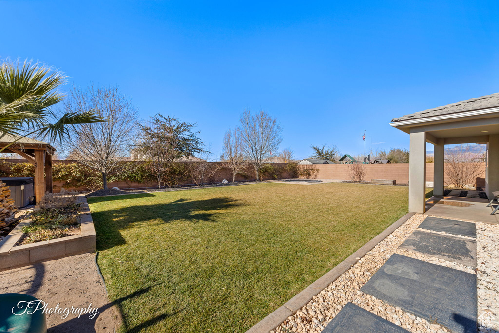 View of yard with a patio