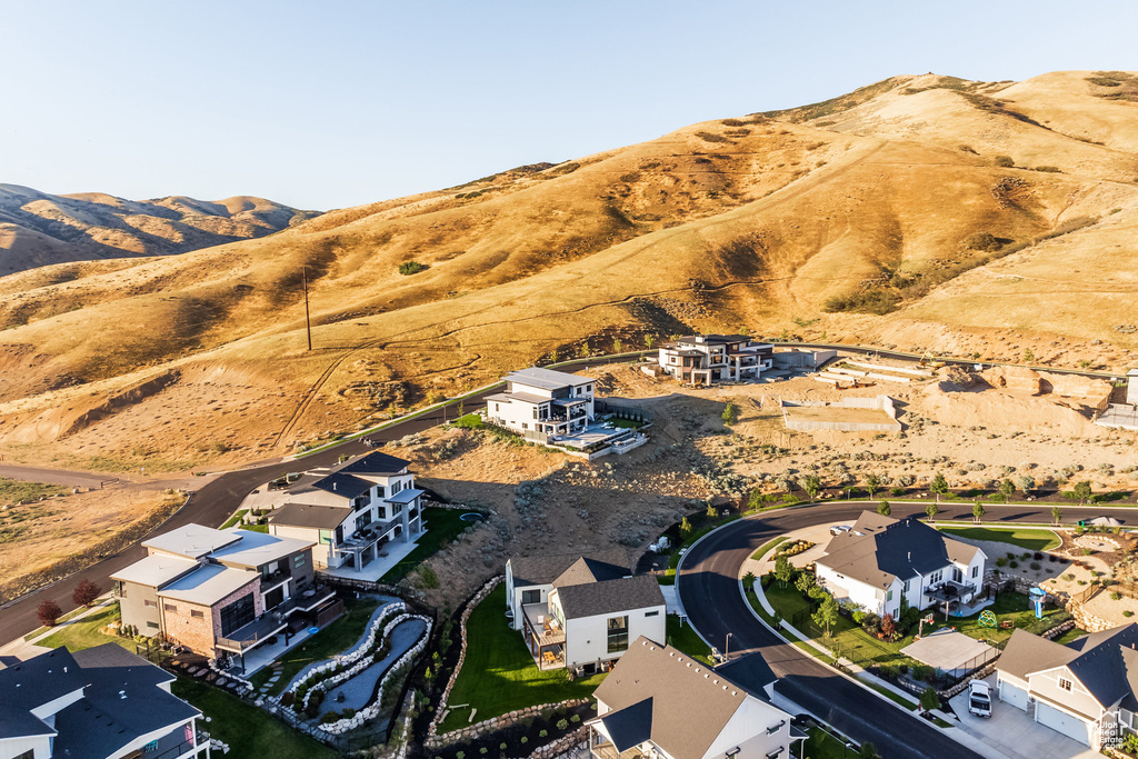 Drone / aerial view with a mountain view