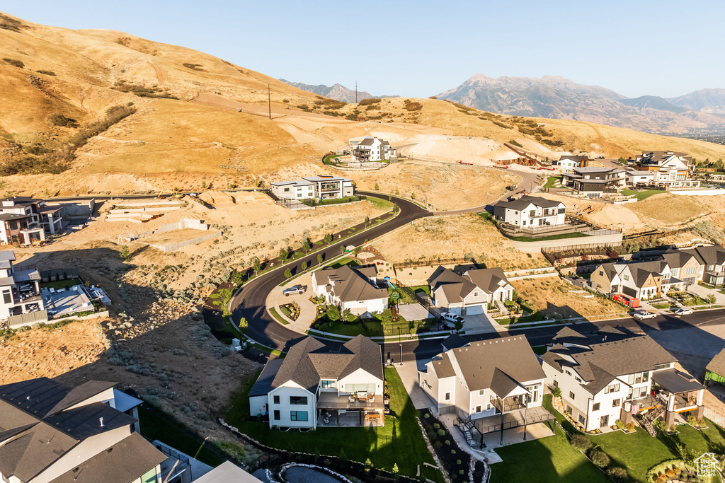 Drone / aerial view with a mountain view