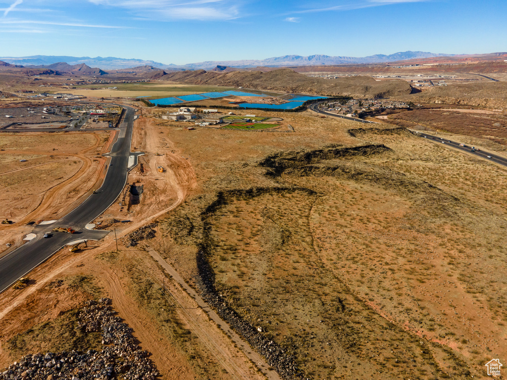 Drone / aerial view with a mountain view