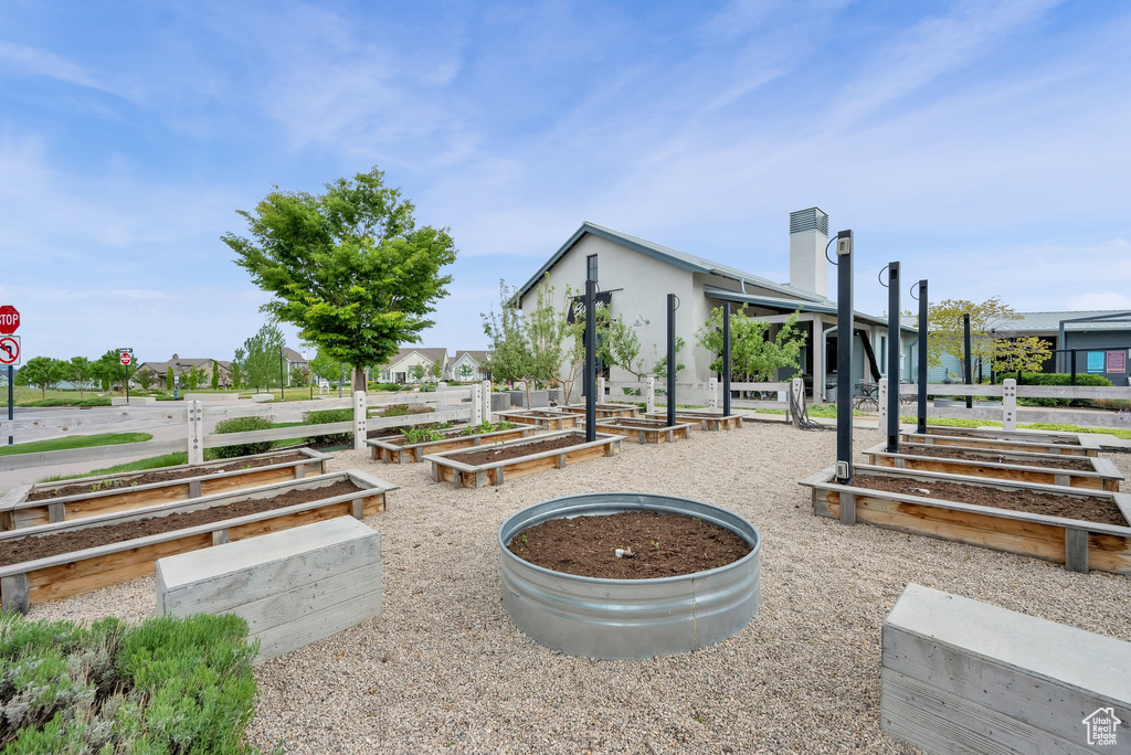 View of yard featuring a garden