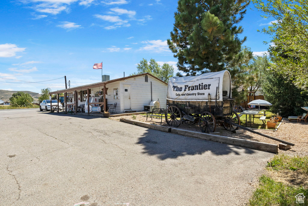 View of front of property featuring a mountain view