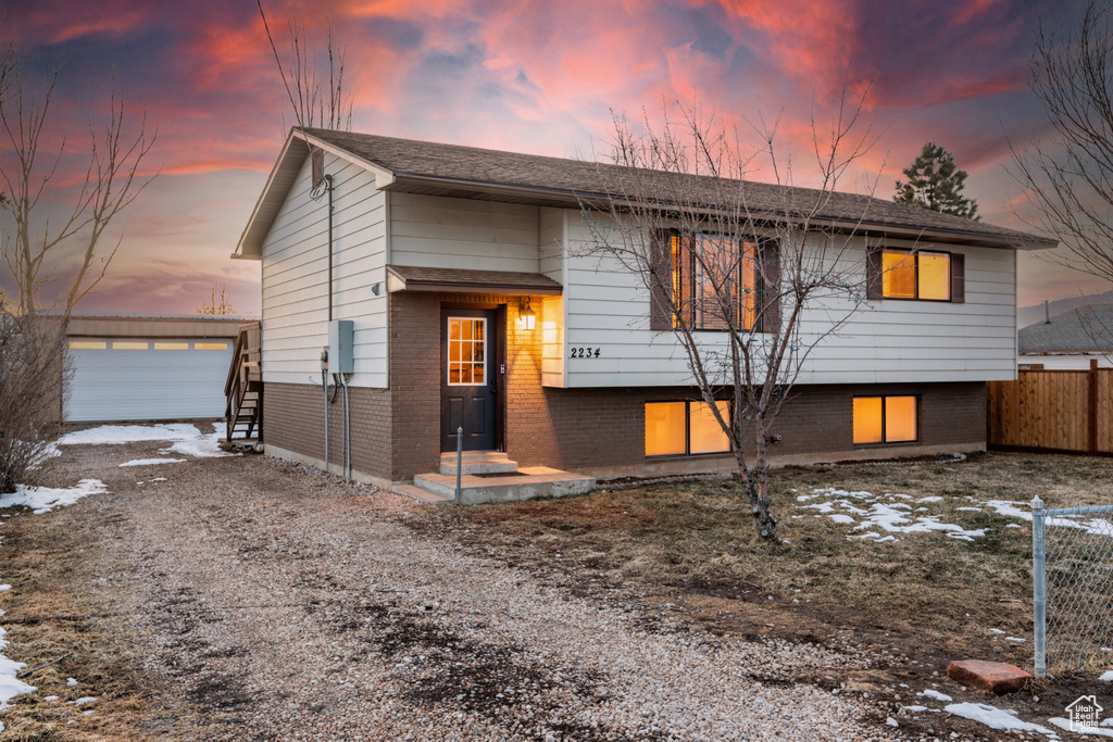 Bi-level home with a garage