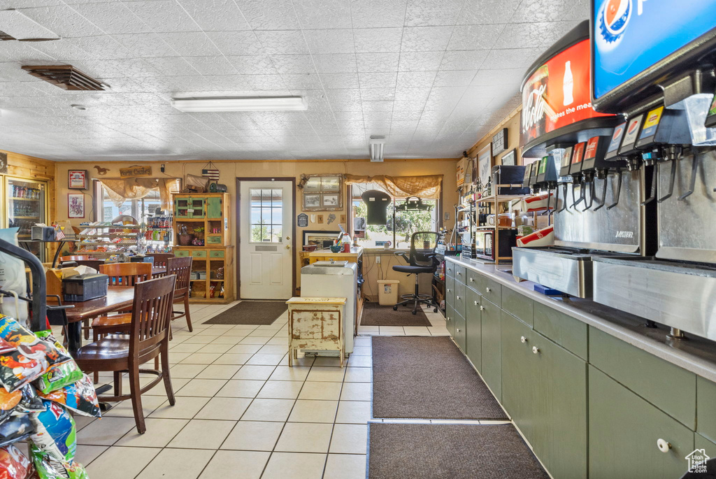Kitchen featuring light tile patterned floors