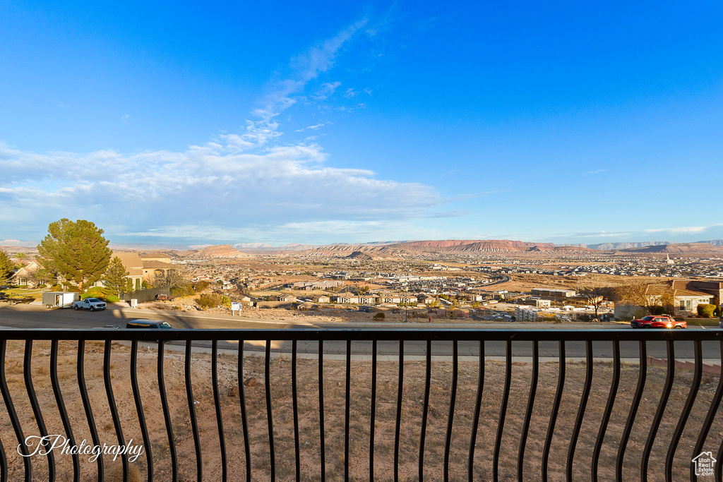 Balcony with a mountain view