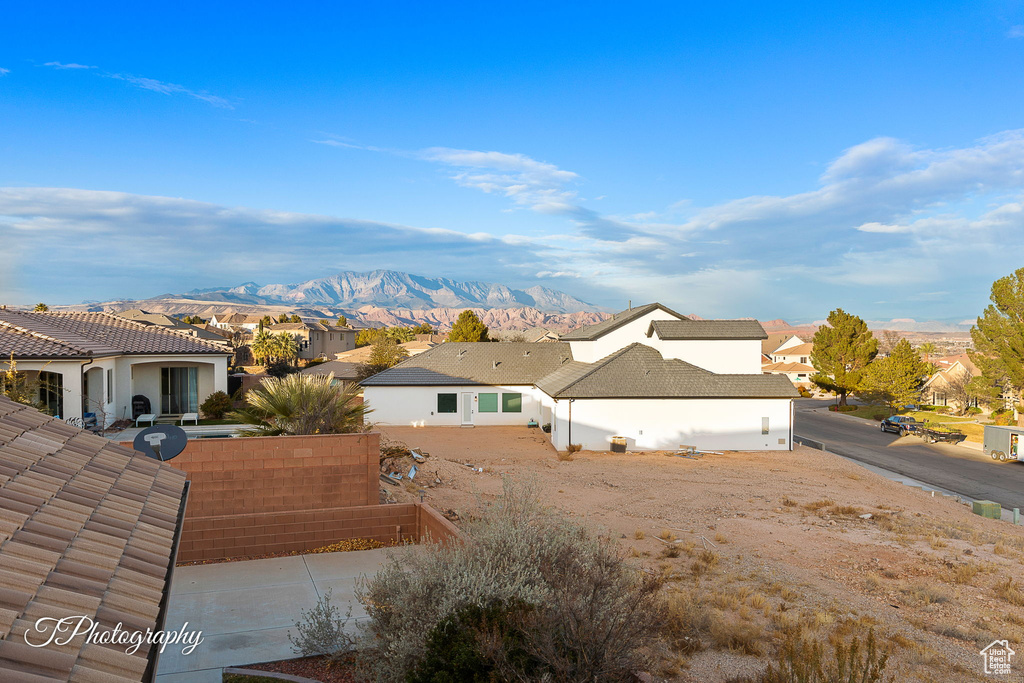 Exterior space with a mountain view