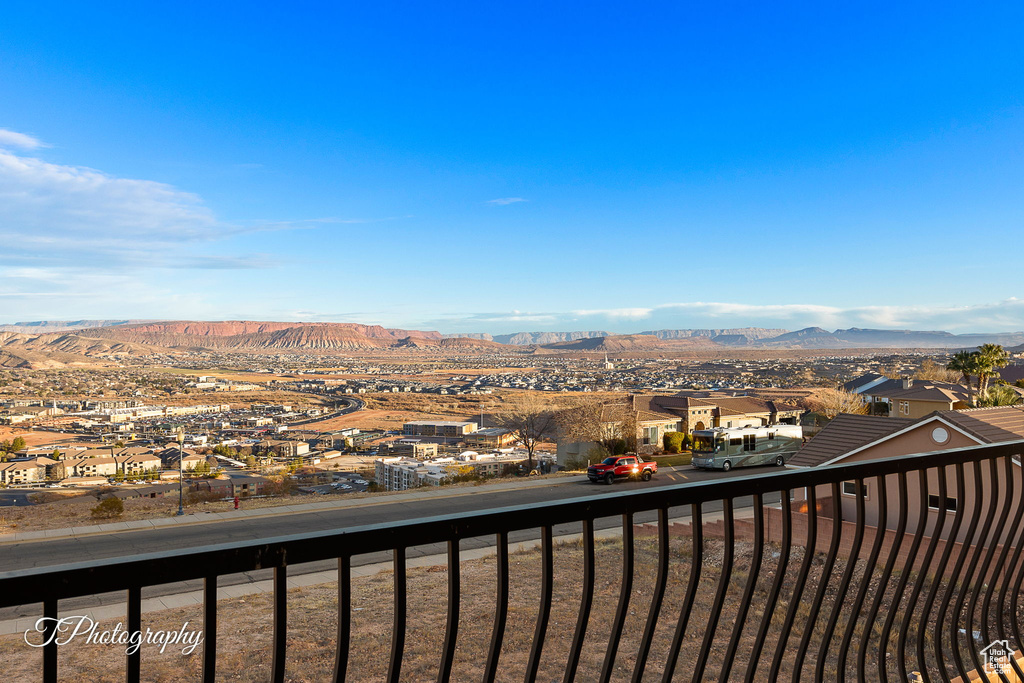 Balcony with a mountain view
