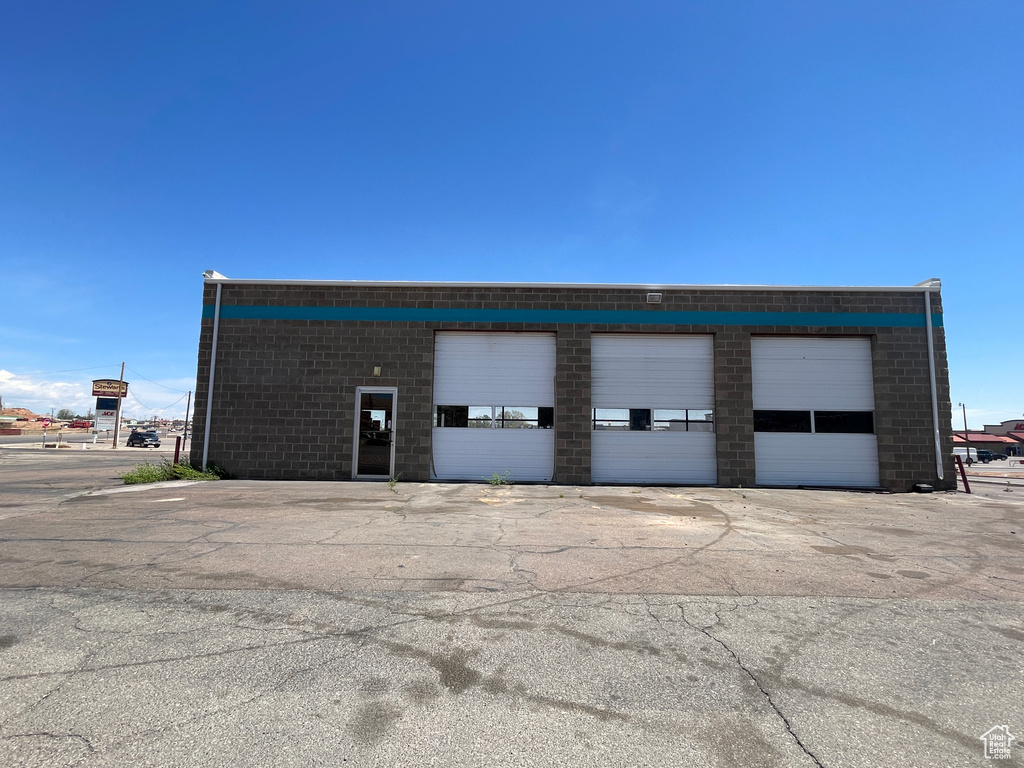 View of detached garage