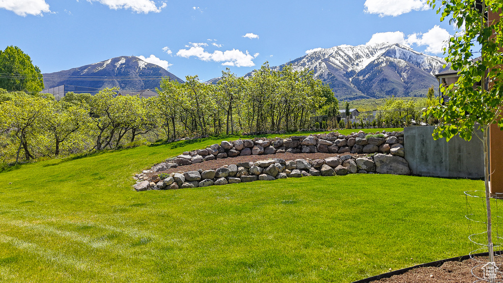 View of yard with a mountain view