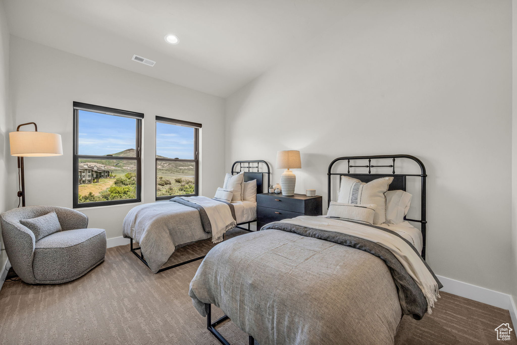 Bedroom featuring vaulted ceiling