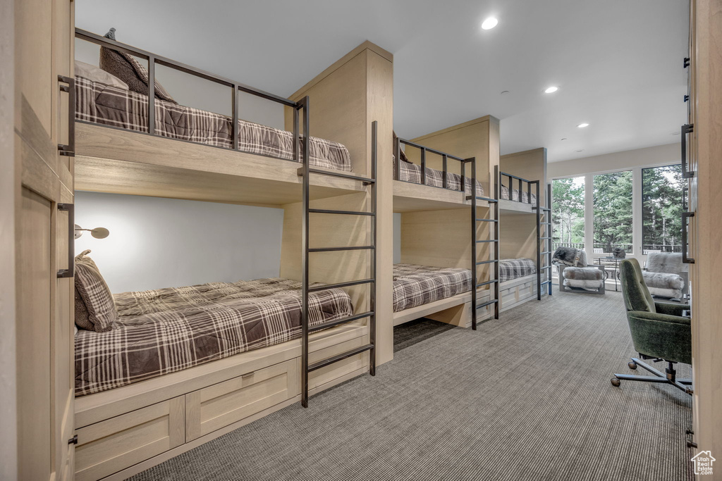 Bedroom featuring carpet flooring and recessed lighting