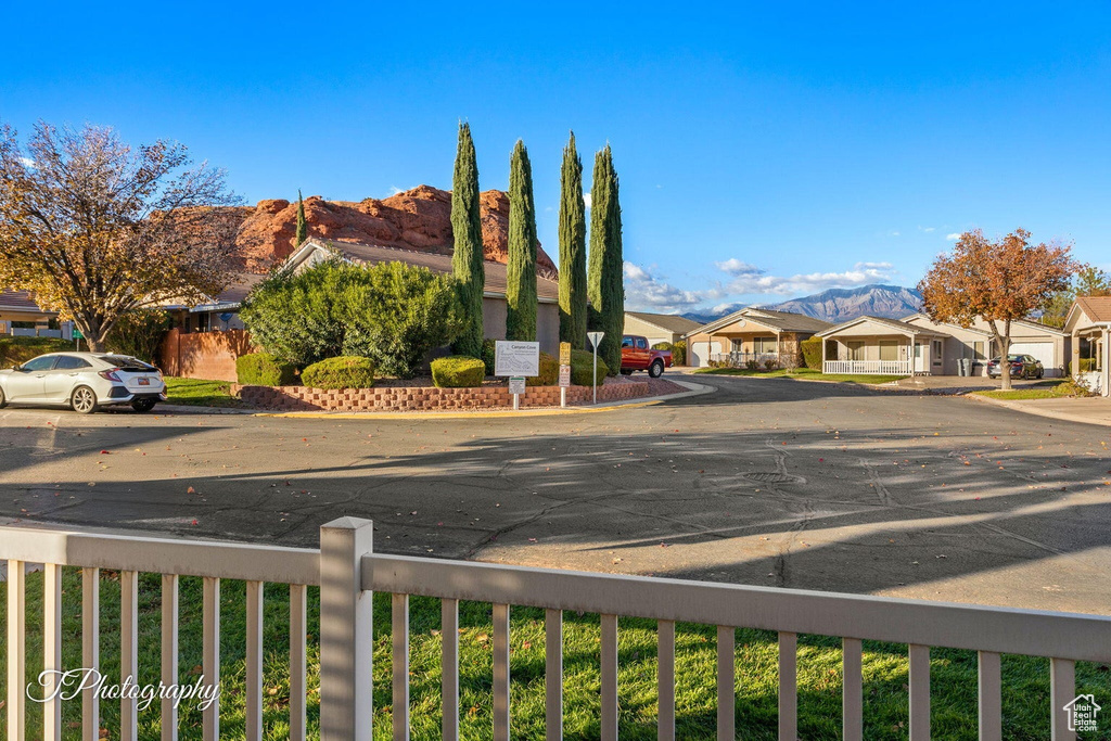 View of street with a mountain view